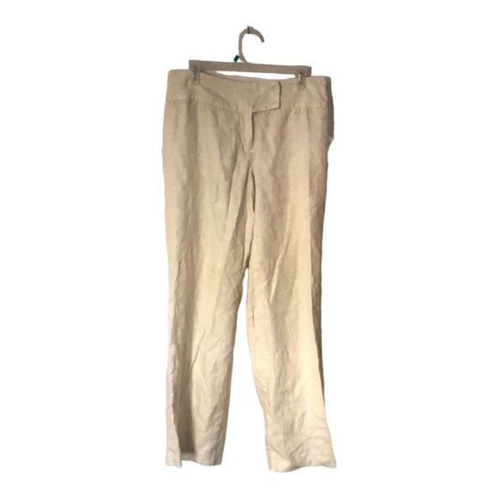 Style&co Womens High-waist/rise Chino Trouser Pants white Size 10 100% Linen